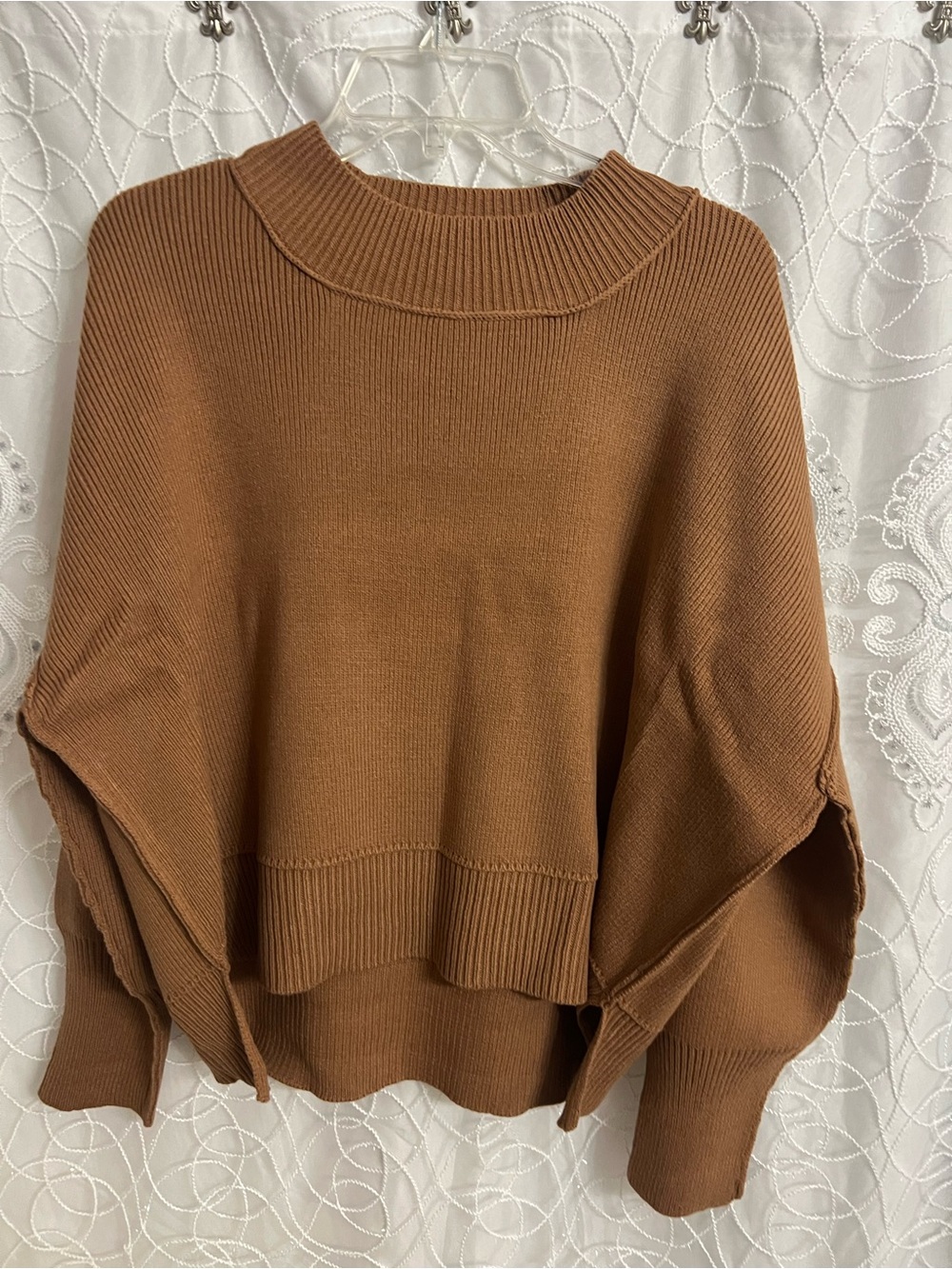 Zenana Outfitters Camel Brown Ribbed Turtleneck Pullover